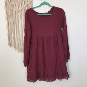 Roxy Maroon Dress with lace bottom